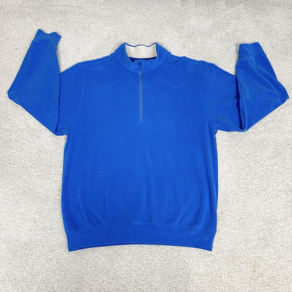 Donald Ross Sweater Mens Large Blue 1/4 Zip Pullover Long Sleeve Golf Stretch